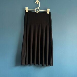 Three Dots Black Midi Skirt Women's Size XS Flare Stretch Minimalist Fairycore